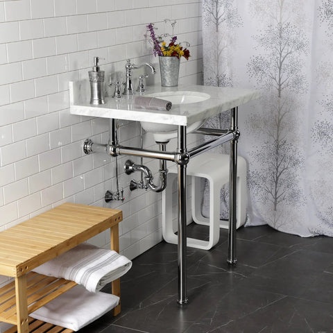 All In One Traditional Bathroom Sink Trim Kit With P Trap Polished Chrome Finish Solid Brass Construction installation view