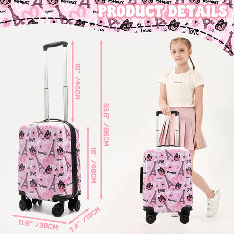 Amazon Esteemly kid's 16-inch pink hardside luggage set with spinner wheels, 2-piece travel suitcases