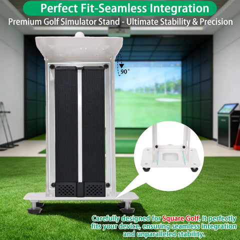 Front view of Protective Shield For Square Golf Launch Monitor Rugged Metal Enclosure With Leveling Feet Easy Ventilation