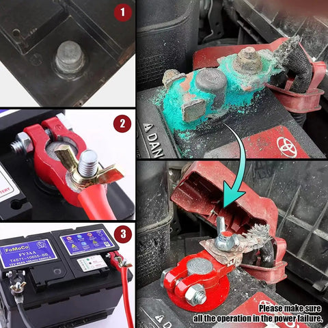 Color Coded Battery Terminal Kit For Cars And Trucks With Positive And Negative Clamps, Easy Install, Anti Corrosion Felt Washers
