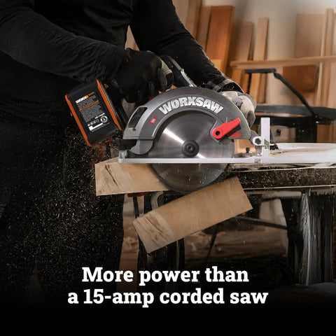 Heavy Duty Cordless Circular Saw Brings Knockout Forty Volt Power Backed By An Exact Seven One Fourth Inch Blade Cutting wood