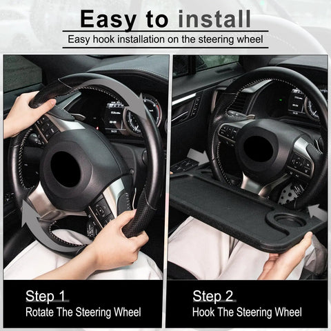 Steering Wheel Desk For Laptop And Eating Two In One Car Tray With Cup Holder Pen Slot And Flat Surface installation guide.