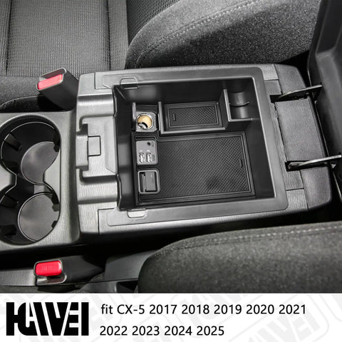 Center Console Organizer For Mazda CX-5 2017 2018 2019 2020 2021 2022 2023 2024 2025 Not For 2026 Black Trim ABS Plastic Armrest Insert Tray