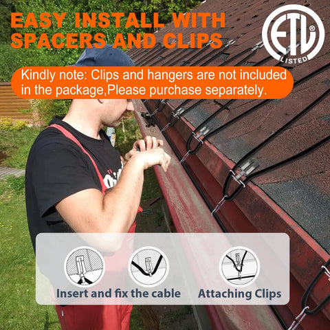Installation of Self Regulating Sewage Pipe Heating Cable For Buried Pipes And Wastewater Systems on a roof.