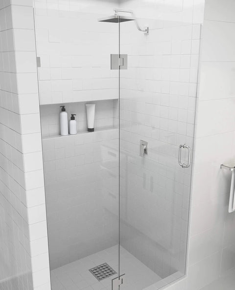 Frameless Shower Door Hinge With Enduroshield Glass Coating 78 Inch By 34 Point 5 Inch Polished Brass Finish on glass shower door