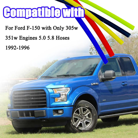 Get Your Ford F-150 Rolling Smooth Again With This Durable 5 Piece Vacuum Line Kit Perfect For 1992 to 1996 Models Equipped With The Rock Solid 305 Watt Three Hundred And Five W Engines Or The Mighty Five Point Eight Five Point Zero Litre Powerhouse That. 5 rubber vacuum hoses shown with Ford F-150 1992-1996 fit text