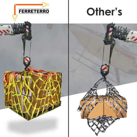 Heavy Duty Nylon Pallet Cargo Hoisting Net Six Foot Square Industrial Lifting Rig For Trucks And Construction Sites securing freight loads.