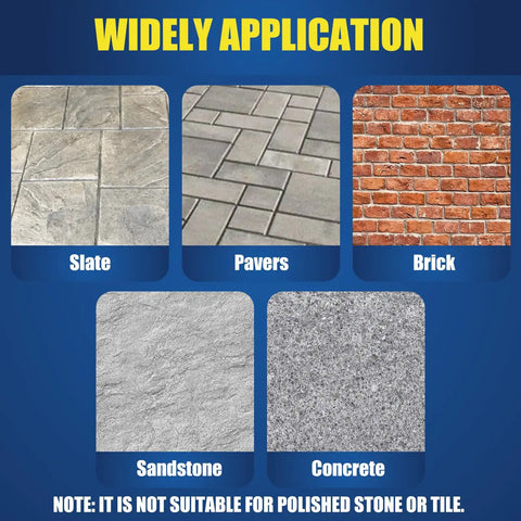 Super Wet Look Stone Sealer Slips On Smooth For That Showroom Gloss On Driveways Patios And Concrete shown on slate, pavers, brick, sandstone, and concrete.