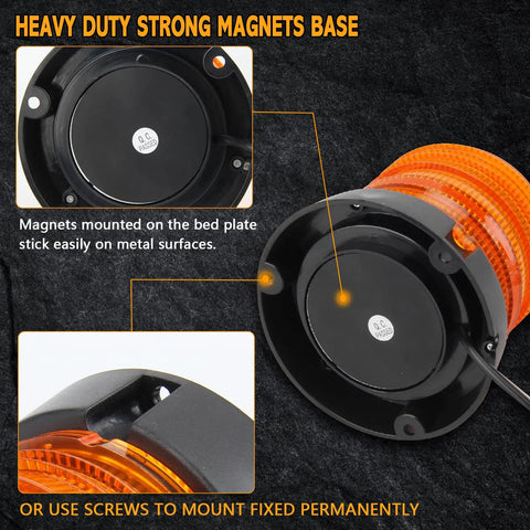 Heavy Duty 60 Led Amber Magnetic Strobe Light Featuring Hella Bright Illumination And Waterproof Build for magnetic base details.