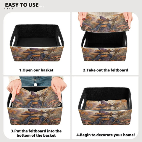 Instructions for using Premium Felt Collapsible Storage Bins For Shelves Heavy Duty Foldable Closet Organizers.