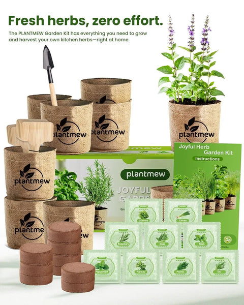 All In One 9 Herb Indoor Window Garden Kit For Moms And Home Cooks With Seeds Pots Soil Pruning Shears And Markers