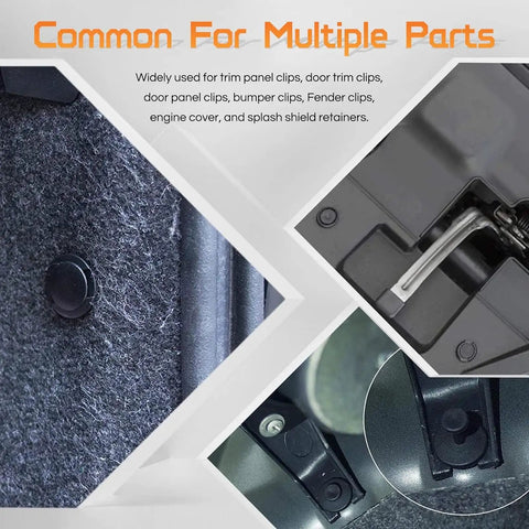 Fender Clip Kit For Jeep Wrangler JL JK 2007-2022 And Grand Cherokee 2005-2010 Beefed-Up 121-Piece Push Rivet Fastener Set close-up.
