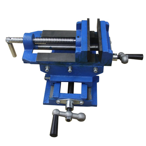 5 Inch Cross Slide Vise For Drill Press And Milling Machines With 2 Axis XY Travel Heavy Duty Benchtop Clamp Ductile Iron Jaws Precision Milling Vise For Metalworking And Woodworking Projects, top view