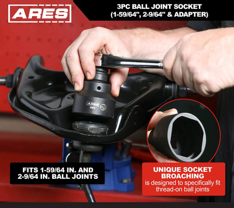 3 Piece Ball Joint Socket Set, 3/4 Inch Drive, for Chrysler Dodge Jeep in use on ball joint removal
