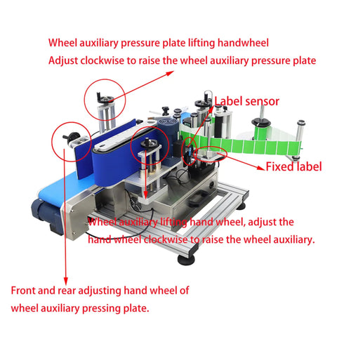 Slick Automatic Desktop Conveyor Round Bottle Labeler Featuring Precision Photoelectric Sensor And Quick Dial Adjustments for fast setup.