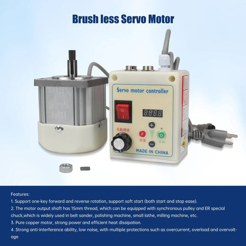 2200W Beefed Up Brushless Servo Motor Drive Kit With 200-4500 RPM Speed Controller For Woodworking Machines Lathe Drill Belt Sander 110V High Torque And Precision Control shown front view