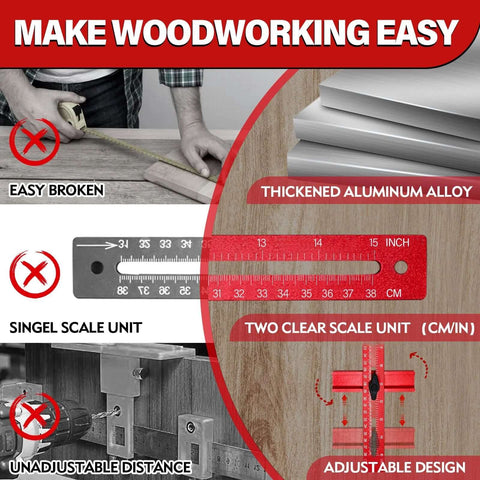 Sigerio 4-in-1 router milling groove bracket; rose red aluminum circle-cutting jig with dual scale and adjustable design
