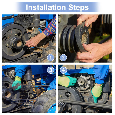 Installation steps for Heavy Duty Drive Belt Replacement For Lawn Mower Deck Fits Craftsman Z5200-ZS6700 shown