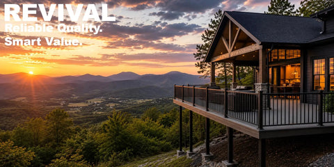 Top Notch Level Deck Railing Kit Designed For 12 To 16 Foot Spans At A Clean Forty Two Inch Rise showcasing a scenic sunset view.
