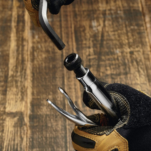 Close-up of 11 Inch Locking C Clamp With Swivel Pads Heavy Duty USA Made Steel Clamping Tool With PowerRing in hand