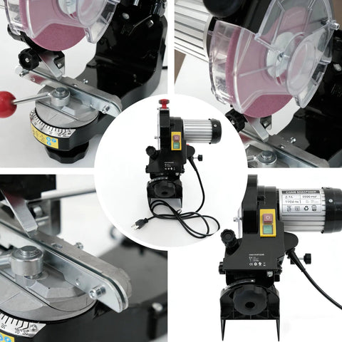Heavy Duty Electric Chainsaw Sharpener Bench Chain Grinder Pumping 230 Watt Of Raw Muscle And Scorching 3000 RPM Speed with 145mm grinding wheel.
