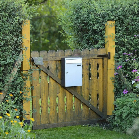 Wooden gate with Heavy Duty 4 Inch T Hinges Set For Cabinets Sheds And Barn Doors Quiet Hydraulic Soft Close Rust Resistant Iron Hardware