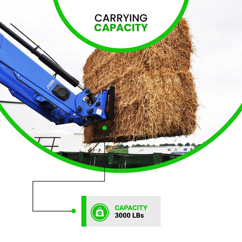 39 Inch Hay Bale Spear With 3000 Lb Capacity Heavy Duty Square Forged Bale Spike lifting hay bale on loader