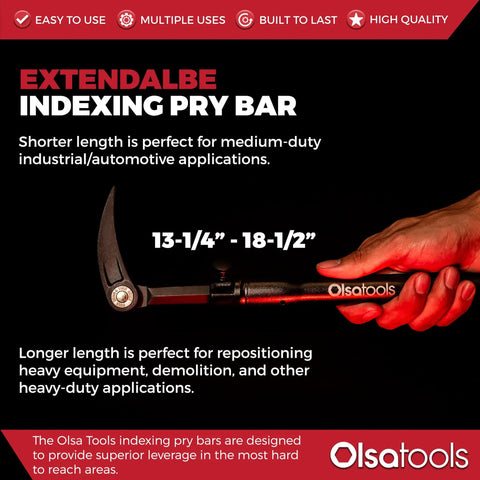 Heavy Duty Adjustable Pry Bar Extending 14 To 19 Inches With Multiple Angle Locking Design Tough As Nails Steel Build for Automotive Use
