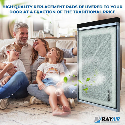 20x25 Replacement Filter Pads For Dynamic Air Cleaner 3 Pack fiberglass media with carbon center in living room setting