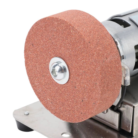 Close-up of the grinding wheel on the Powerful 100 Watt Mini Bench Grinder With Dual Wheels And Adjustable Speed.