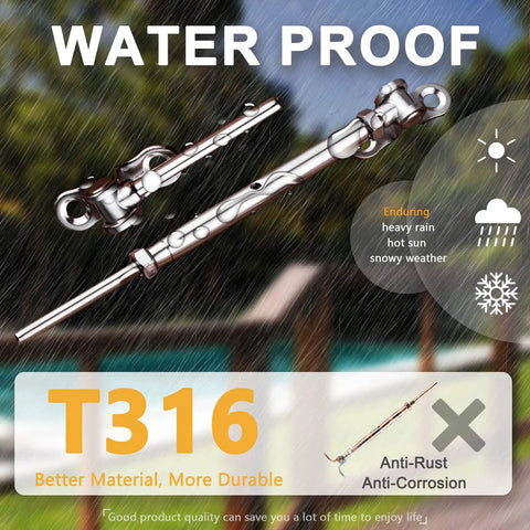 36 Pairs Stainless Steel Cable Railing Kit For 1 Eighth Inch Wire Rope With 180 Degree Adjustable Swage Toggle Turnbuckles And End Fittings Marine Grade T316 Hardware For Wood Posts Ideal For Deck And Patio Railings waterproof feature