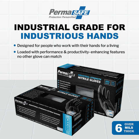 Heavy Duty Black Nitrile Workhorse Gloves Six Mil Thick Industrial Grade Oil Chemical Resistant Disposable Hand Covers With Knuckle Busting Grip Built Tough For Mechanics Plumbers And Tradesmen Grinding Daily Shifts in packaging design