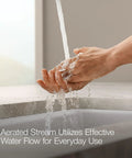 JOLT Swing Spout Faucet Without Side Spray In Metal Construction With Polished Chrome Finish in use with water stream