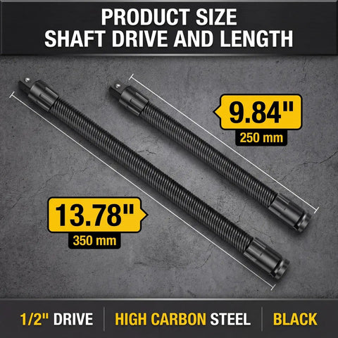 Flexible One Half Inch Drive Socket Extension Bar With 90 Degree Offset Wrench Head, DIY Ready Flex Head Ratchet Accessory