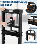 Badass 12 Ton H Frame Hydraulic Shop Press With Adjustable Height Stamping Plates And Built In Pressure Relief Valve For Heavy Duty Garage Maintenance And Car Repair with lever and press plate