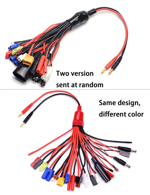 Do It All 19 In 1 Lipo Battery Charger Adapter Cable Banana Plug To JST T Plug XT60 EC3 EC5 HXT 4mm for RC cars with connectors