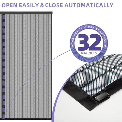 Heavy Duty Magnetic Screen Door 72x80 Self Sealing Hands Free Mesh Keeps Bugs Out Pet And Kid Friendly Retractable Door Screen