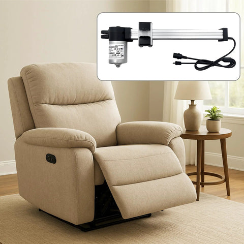 Beefy Heavy Duty Linear Actuator Replacement Motor for Lift Chairs with recliner, 1000N Max Load, ideal for home theater seating.