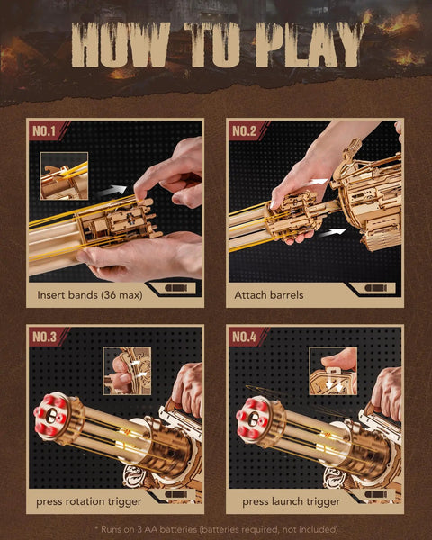 3D Wooden Puzzle Set For Adults With Rotating Barrel Machine And 412 Pieces Dual Trigger Action Realistic Firing Mechanism Interactive Desktop Toy Awesome Gift For Adults And Teens, wooden barrel close-up