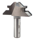 Pro Grade 45 Degree Lock Miter Router Bit With Two Inch Diameter And Half Inch Shank Two And Three Eighths Inch Overall Length