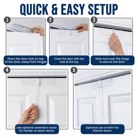 5-step guide to install 4 Pack Bi-Fold Door Lock Kit For Closets Kid And Pet Proof No Tools Needed Clear Polycarbonate Ultra Strong