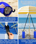 Two Pack 10L Beach Umbrella Sand Bags With 50x18 Cm Fillable Anchors Heavy Duty 600D Oxford 10-15 Kg Load Capacity Includes 2 Blue Bags
