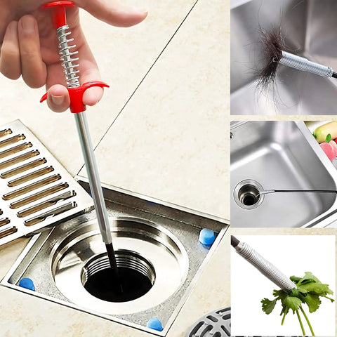 Extra Long 35 Inch Flexible Drain Clog Remover With 4 Prong Grabber Claw Hair Catcher, Heavy Duty Spring Reacher For Kitchen Sink And Bathroom Tub, Reaches Deep Pipes To Grab Hair Debris And Dropped Items