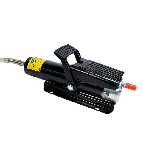 No Sweat Air Hydraulic Pump delivers 10000 Psi with six foot hose, heavy duty metal build, for shop projects.