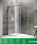 10 Inch Rainfall Shower Head and Wall Mounted Handle Set in Brushed Nickel Solid Brass Pressure Balancing Shower Mixer Valve Complete Shower System for Spa Like Showers No Fuss Install in modern bathroom with glass enclosure