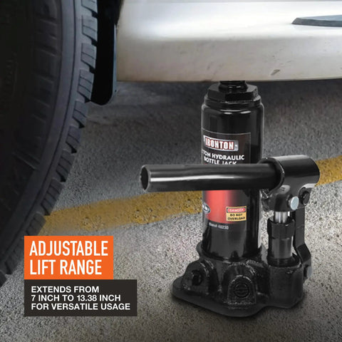 Built Like A Tank 2 Ton Hydraulic Bottle Jack For Garage Crews Daily Drivers And Pros featuring adjustable lift range from 7 to 13.38 inches.