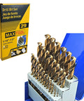 29-Piece Twist Drill Bit Set With 8 Percent Cobalt M42 For Hardened Steel And Cast Iron in packaging and holder