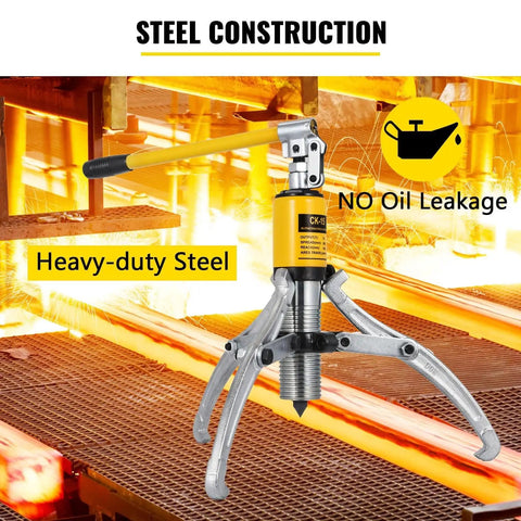 Heavy Duty Hydraulic Bearing Puller Set 5 To 20 Ton Adjustable 2 Or 3 Jaw Rig with heavy-duty steel construction.