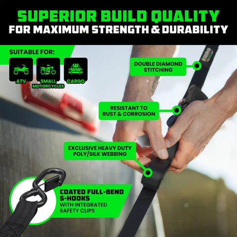 Heavy Duty Retractable Ratchet Straps 1 Inch X 10 Feet 2 Pack Black features coated S-hooks, durable webbing, and secure grip.