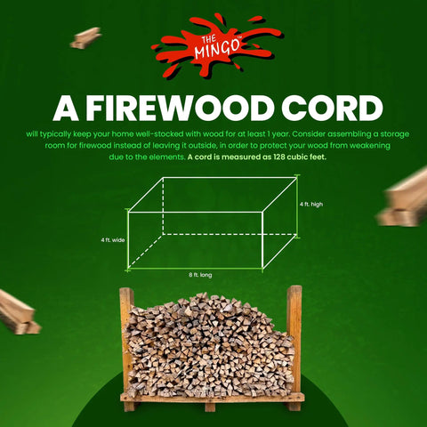 Dead On Firewood Measuring Tool And Log Line Marking Accessory With 16 Inch Rolling Wheel To Nail Perfect Chainsaw Cuts Every Time No More Guessing Solid Heavy Duty Gear showing stacked firewood cord illustration.